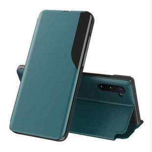 For Samsung Galaxy Note 10 Side Display Magnetic Shockproof Horizontal Flip Leather Case with Holder(Green)