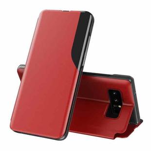 For Samsung Galaxy Note 8 Side Display Magnetic Shockproof Horizontal Flip Leather Case with Holder(Red)