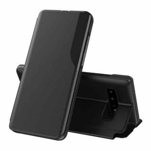 For Samsung Galaxy S10 Side Display Magnetic Shockproof Horizontal Flip Leather Case with Holder(Black)