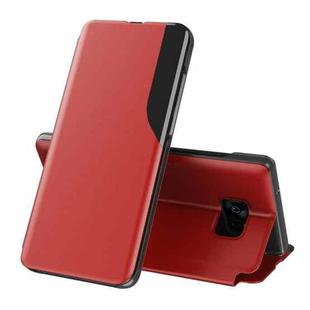 For Samsung Galaxy S7 Edge Side Display Magnetic Shockproof Horizontal Flip Leather Case with Holder(Red)