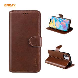 For iPhone 12 mini ENKAY Hat-Prince Horizontal Flip Leather Case with Holder & Card Slots & Wallet(Brown)