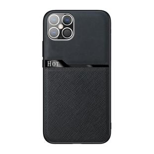 For iPhone 12 mini Skin-Friendly Frosted Leather + TPU All-Inclusive Phone Case with Metal Iron Sheet(Black)