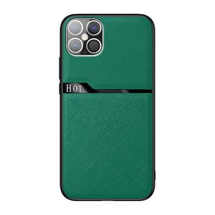 For iPhone 12 Pro Max Skin-Friendly Frosted Leather + TPU All-Inclusive Phone Case with Metal Iron Sheet(Green)