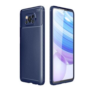 For Xiaomi POCO X3 Carbon Fiber Texture Shockproof TPU Case(Blue)