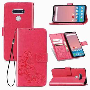 For LG Style 3  Four-leaf Clasp Embossed Buckle Mobile Phone Protection Leather Case with Lanyard & Card Slot & Wallet & Bracket Function(Magenta)