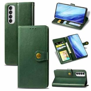 For Oppo Reno4 Pro 4G Retro Solid Color Leather Buckle Phone Case with Lanyard & Photo Frame & Card Slot & Wallet & Stand Function(Green)