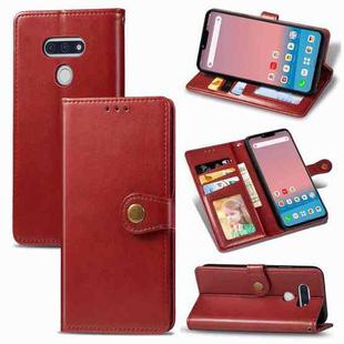 For LG Style3 L-41A Retro Solid Color Leather Buckle Phone Case with Lanyard & Photo Frame & Card Slot & Wallet & Stand Function(Red)