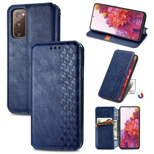 For Galaxy S20 FE(4G/5G) / S20 Lite Cubic Grid Pressed Horizontal Flip Magnetic PU Leather Case with Holder & Card Slots & Wallet(Blue)