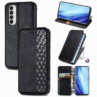 For Oppo Reno4 Pro 4G Cubic Grid Pressed Horizontal Flip Magnetic PU Leather Case with Holder & Card Slots & Wallet(Black)