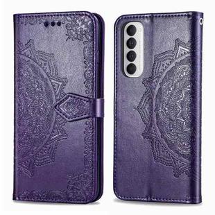 For OPPO Reno 4 Pro 4G Mandala Flower Embossed Horizontal Flip Leather Case with Bracket / Card Slot / Wallet / Lanyard(Purple)