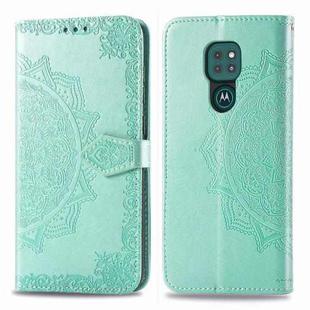 For Moto G9 Play Mandala Flower Embossed Horizontal Flip Leather Case with Bracket / Card Slot / Wallet / Lanyard(Green)