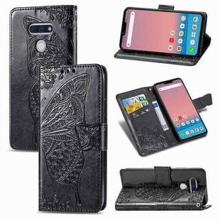 For LG Style3 L-41A Butterfly Love Flower Embossed Horizontal Flip Leather Case with Bracket / Card Slot / Wallet / Lanyard(Black)