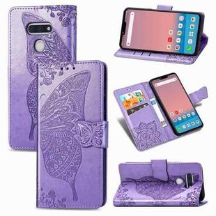For LG Style3 L-41A Butterfly Love Flower Embossed Horizontal Flip Leather Case with Bracket / Card Slot / Wallet / Lanyard(Light Purple)