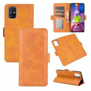 For Samsung Galaxy M51 (Side Fingerprint) Dual-side Magnetic Buckle Horizontal Flip Leather Case with Holder & Card Slots & Wallet(Yellow)
