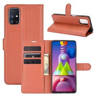 For Samsung Galaxy M51 (Side Fingerprint) Litchi Texture Horizontal Flip Protective Case with Holder & Card Slots & Wallet(Brown)