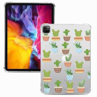 For iPad Pro 12.9 inch (2021) / (2020) Colored Drawing Four-Corners Shockproof TPU Tablet Case(Cactus)
