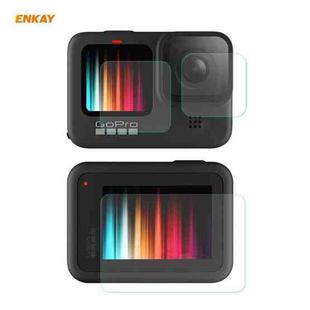 For GoPro HERO9 ENKAY Hat-Prince 3 in 1 0.2mm 9H 2.15D Protective Camera Lens and Screen Tempered Glass Film