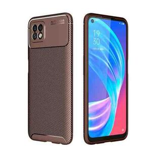 For OPPO Reno4 Lite Carbon Fiber Texture Shockproof TPU Case(Brown)