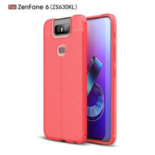 Litchi Texture TPU Shockproof Case for Zenfone 6（ZS630KL)(Red)
