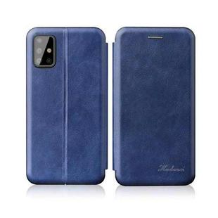 For Samsung Galaxy M51 Integrated Voltage Retro Texture Magnetic TPU+PU Leather Case with Card Slot & Holder(Blue)