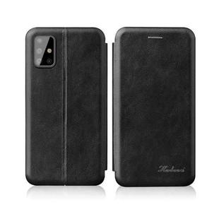 For Samsung Galaxy A41 Integrated Voltage Retro Texture Magnetic TPU+PU Leather Case with Card Slot & Holder(Black)