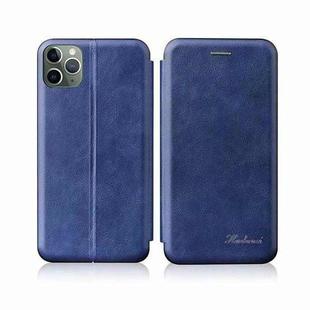 For iPhone 12 Pro Max Integrated Voltage Retro Texture Magnetic TPU+PU Leather Case with Card Slot & Holder(Blue)