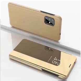 For Motorola G9 Plus Plated Mirror Horizontal Flip Leather Case with Holder(Gold)