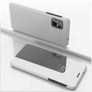 For Motorola G9 Plus Plated Mirror Horizontal Flip Leather Case with Holder(Silver)