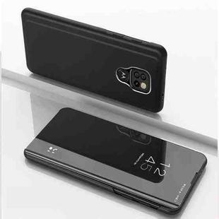 For Motorola G9 Play Plated Mirror Horizontal Flip Leather Case with Holder(Black)