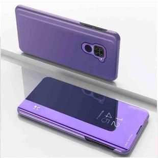 For Motorola G9 Play Plated Mirror Horizontal Flip Leather Case with Holder(Purple Blue)