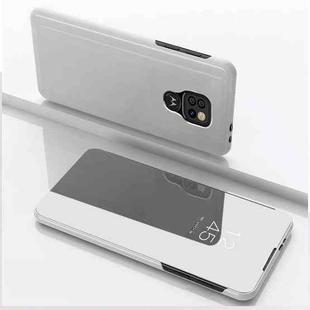 For Motorola G9 Play Plated Mirror Horizontal Flip Leather Case with Holder(Silver)