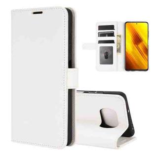 For Xiaomi Poco X3  R64 Texture Single Horizontal Flip Protective Case with Holder & Card Slots & Wallet& Photo Frame(White)