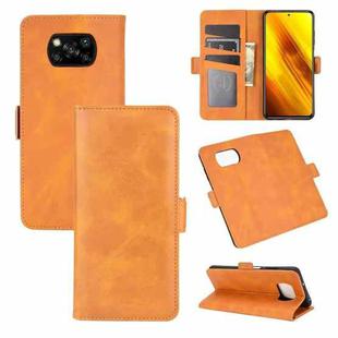 For Xiaomi Poco X3/X3 NFC  Dual-side Magnetic Buckle Horizontal Flip Leather Case with Holder & Card Slots & Wallet(Yellow)