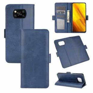 For Xiaomi Poco X3/X3 NFC  Dual-side Magnetic Buckle Horizontal Flip Leather Case with Holder & Card Slots & Wallet(Dark Blue)