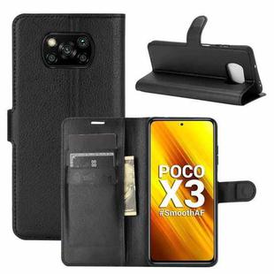 For Xiaomi Poco X3/X3 NFC Litchi Texture Horizontal Flip Protective Case with Holder & Card Slots & Wallet(Black)
