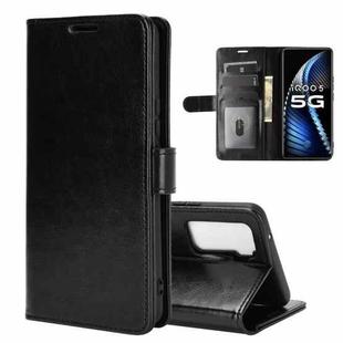 For vivo iQOO 5 5G R64 Texture Single Horizontal Flip Protective Case with Holder & Card Slots & Wallet& Photo Frame(Black)