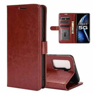 For vivo iQOO 5 5G R64 Texture Single Horizontal Flip Protective Case with Holder & Card Slots & Wallet& Photo Frame(Brown)