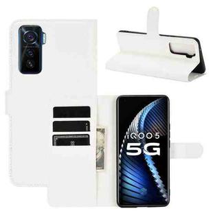 For vivo iQOO 5 5G Litchi Texture Horizontal Flip Protective Case with Holder & Card Slots & Wallet(White)