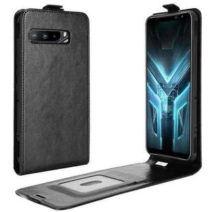 For Asus ROG Phone 3 Strix ZS661KS  R64 Texture Single Vertical Flip Leather Protective Case with Card Slots & Photo Frame(Black)