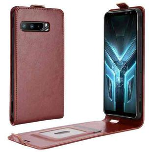 For Asus ROG Phone 3 Strix ZS661KS  R64 Texture Single Vertical Flip Leather Protective Case with Card Slots & Photo Frame(Brown)