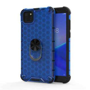 For Huawei Y5p 2020 Shockproof Honeycomb PC + TPU Ring Holder Protection Case(Blue)