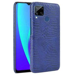 For Oppo Realme C15 Shockproof Crocodile Texture PC + PU Case(Blue)