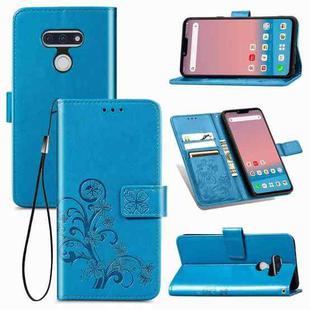 For LG Style3 L-41A Four-leaf Clasp Embossed Buckle Mobile Phone Protection Leather Case with Lanyard & Card Slot & Wallet & Bracket Function(Blue)
