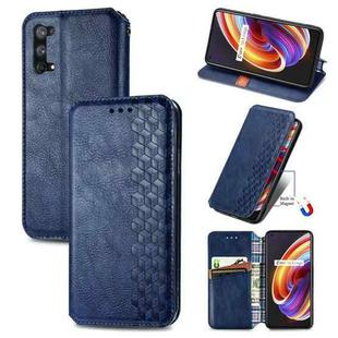 For OPPO Realme X7 Cubic Grid Pressed Horizontal Flip Magnetic PU Leather Case with Holder & Card Slots & Wallet(Blue)