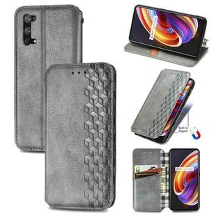 For OPPO Realme X7 Cubic Grid Pressed Horizontal Flip Magnetic PU Leather Case with Holder & Card Slots & Wallet(Gray)