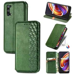 For OPPO Realme X7 Cubic Grid Pressed Horizontal Flip Magnetic PU Leather Case with Holder & Card Slots & Wallet(Green)