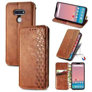 For LG Style3 L-41A Cubic Grid Pressed Horizontal Flip Magnetic PU Leather Case with Holder & Card Slots & Wallet(Brown)