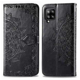 For Galaxy A42 5G Mandala Flower Embossed Horizontal Flip Leather Case with Bracket / Card Slot / Wallet / Lanyard(Black)