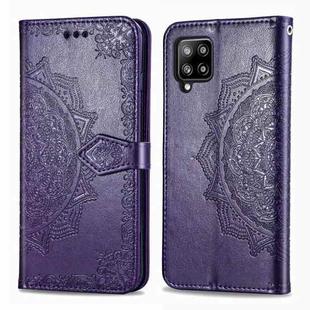 For Galaxy A42 5G Mandala Flower Embossed Horizontal Flip Leather Case with Bracket / Card Slot / Wallet / Lanyard(Purple)