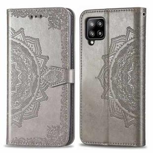 For Galaxy A42 5G Mandala Flower Embossed Horizontal Flip Leather Case with Bracket / Card Slot / Wallet / Lanyard(Gray)